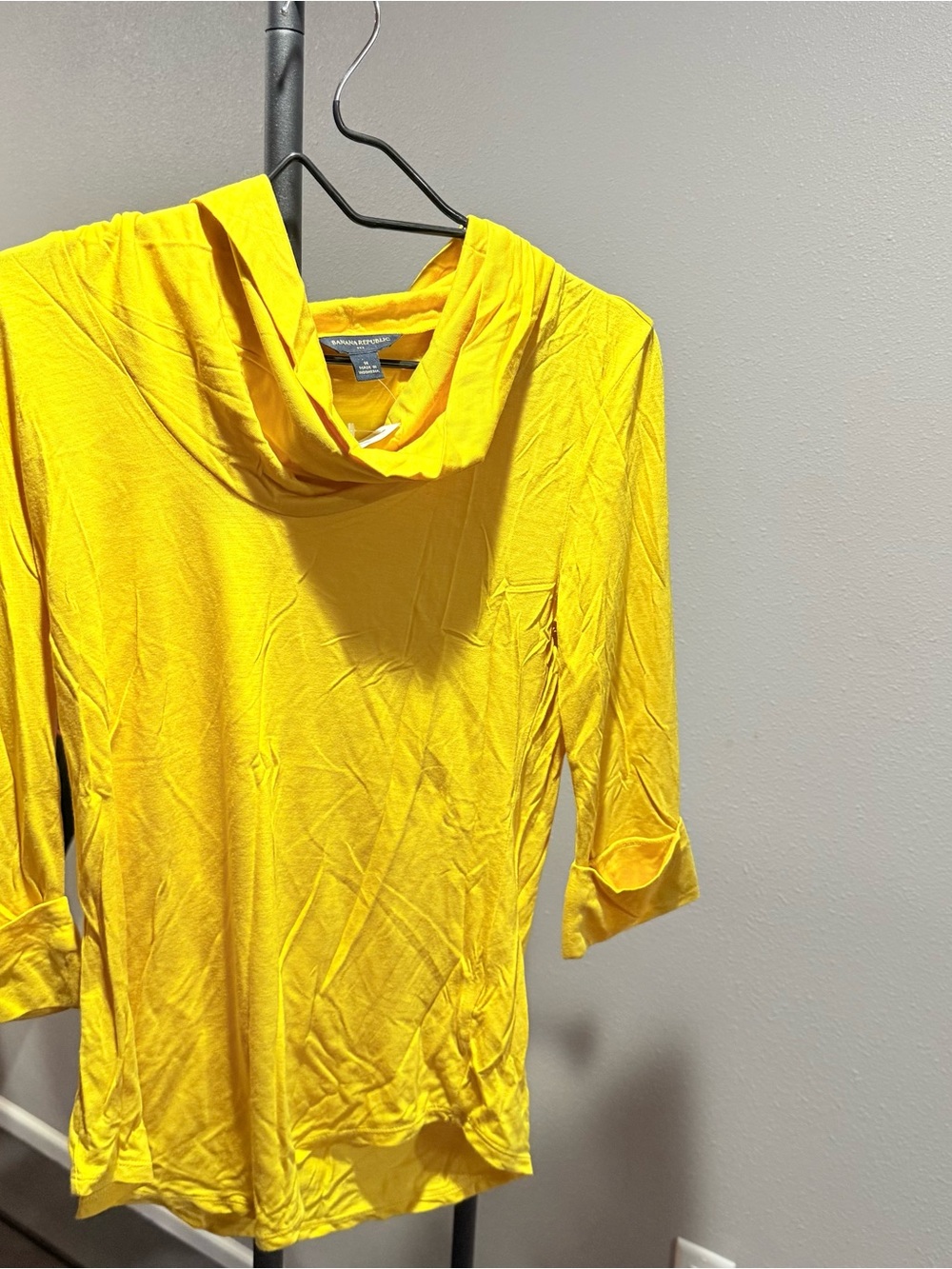 Banana Republic Bright Yellow Cowl Neck 3/4 Sleeve Sweater - NWT - Size M